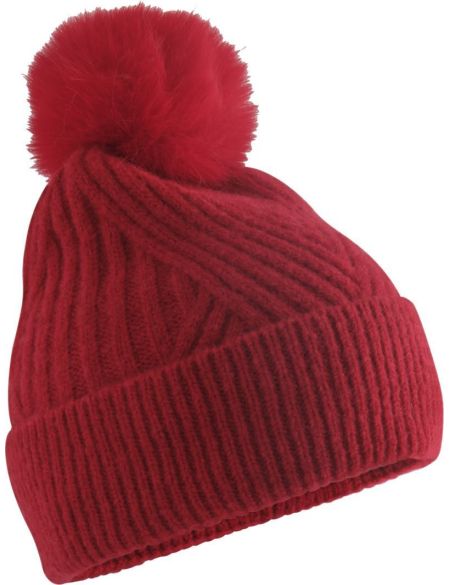 Snow Luxe Beechfield B529 white pompom hat