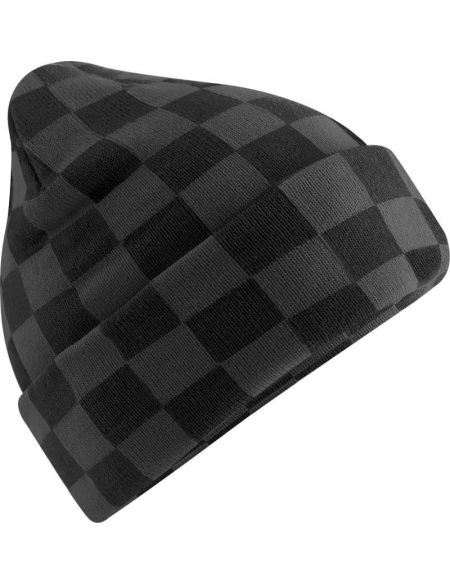 Knitted hat Checkerboard Beechfield B531 black/soft white