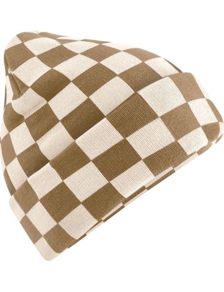 Knitted hat Checkerboard Beechfield B531 black/soft white