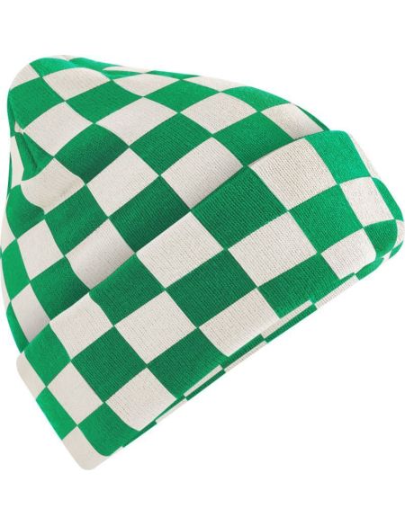 Knitted hat Checkerboard Beechfield B531 black/soft white