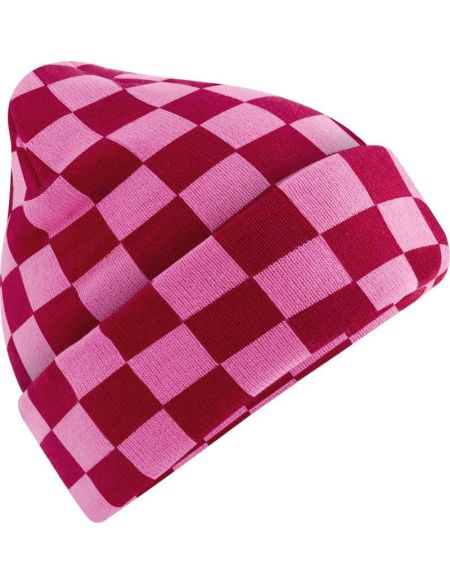 Knitted hat Checkerboard Beechfield B531 black/soft white
