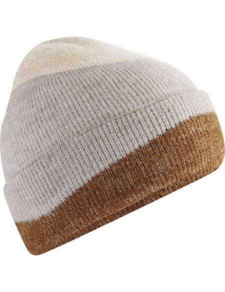 Knitted hat Soft Wave Beechfield B532 black/light grey/soft white