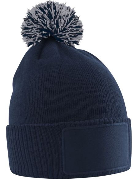 Children's hat with pompom Snowstar Beechfield B443B black/graphite grey