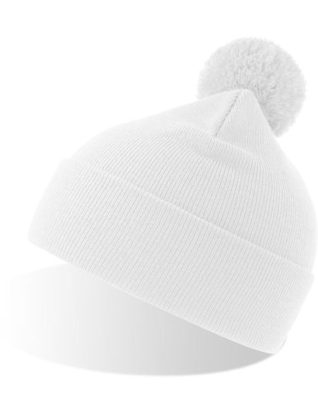 Cap knitted with pompoms Atlantis Wind-S Pompom white