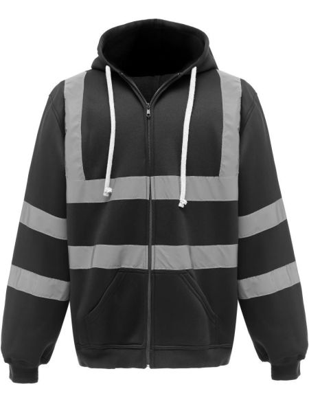 Zip-up sweatshirt with safety features Yoko HVK07 black