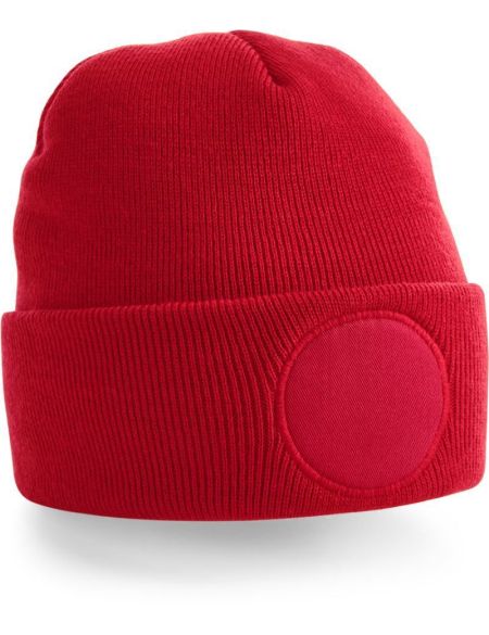 Čepice s kruhovou nášivkou Beechfield B446 white