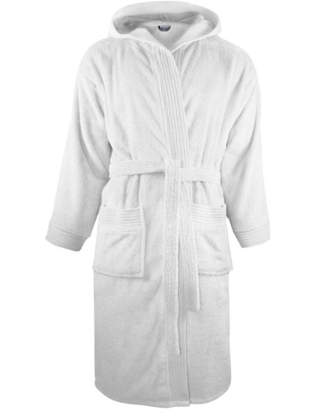 The One Towelling Bathrobe hooded white