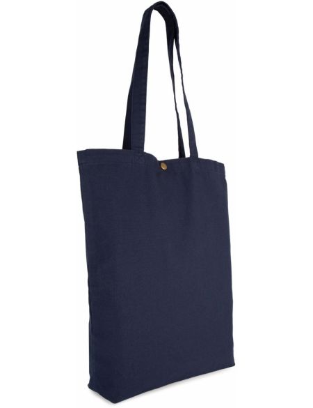 Cotton bag with snap closure Kimood KI3213 washed black