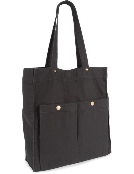 Cotton bag with 2 snaps Kimood KI3215 washed black