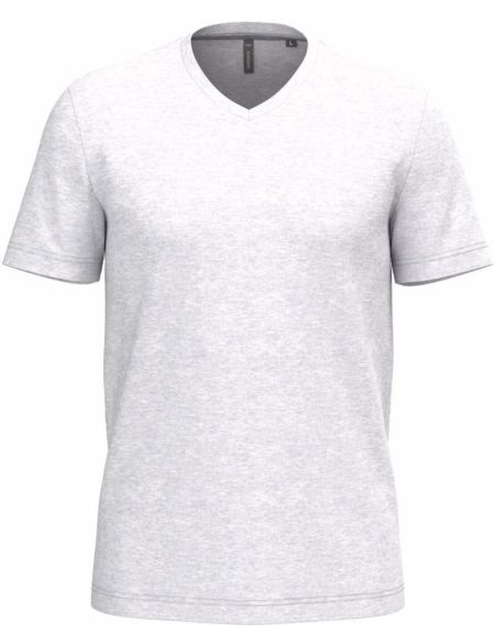 Kariban K357 weißes Herren-T-Shirt mit V-Ausschnitt