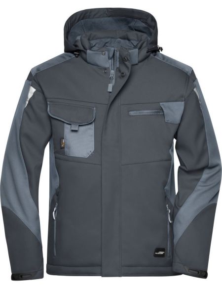 Arbeitswinter-Softshelljacke Strong James Nicholson JN824 weiß/carbon