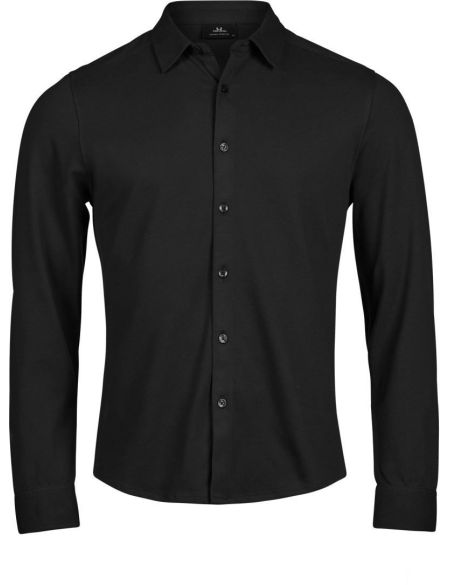 Long-sleeved piqué shirt Luxury Stretch Tee Jays TJ1416 black