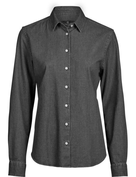 Women's long-sleeved denim shirt Tee Jays TJ4005 black denim