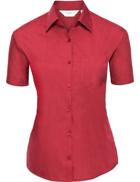 Damen-Popeline-Hemd, pflegeleicht, Russell Athletic 935F, weiß