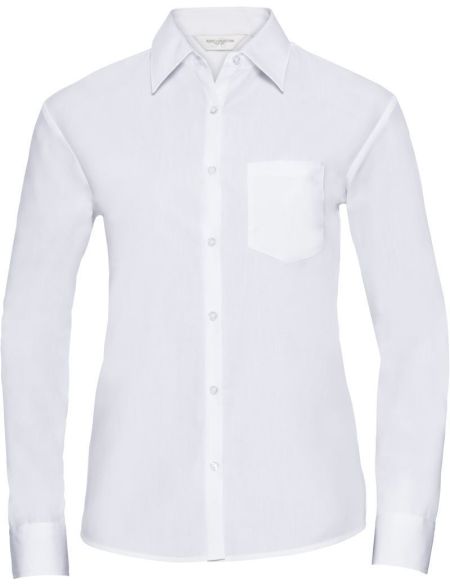 Women's poplin shirt Easy Care long sleeve Russell Athletic 934F white