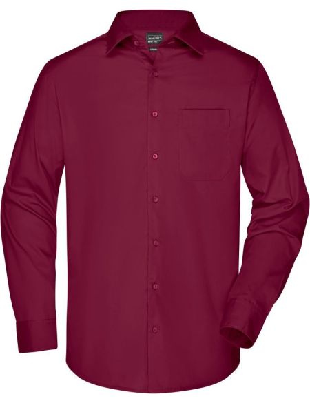 Slim fit poplin shirt with long sleeves Daiber JN1372 white