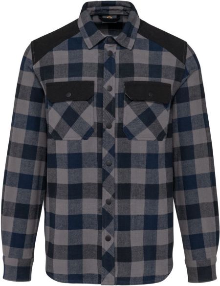 Checked work shirt WK WK520 storm grey/navy/black