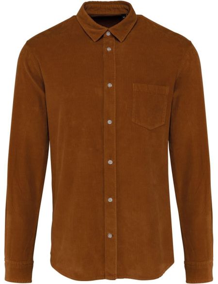 Corduroy shirt Kariban K599 washed brandy