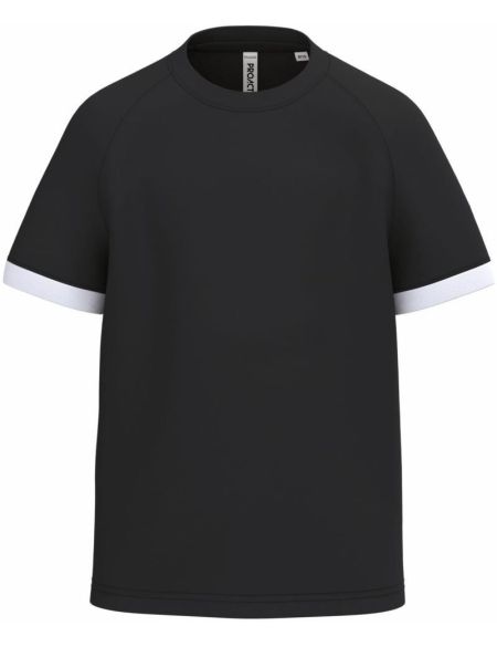 Kinder-Sport-T-Shirt, kontrastierendes Schwarz/Weiß