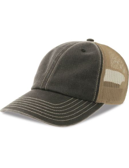 6-Panel Trucker Vintage Atlantis Teon Kappe, schwarz/khaki