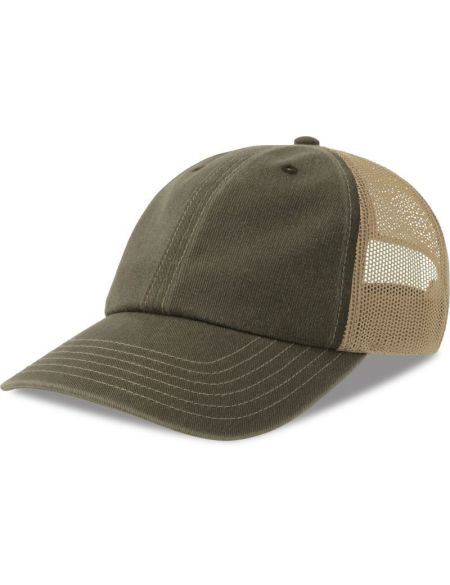 6-Panel Trucker Vintage Atlantis Teon Kappe, schwarz/khaki