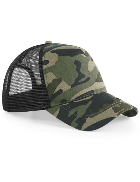 5-Panel Trucker Camo Beechfield B694 Jungle Camo Cap