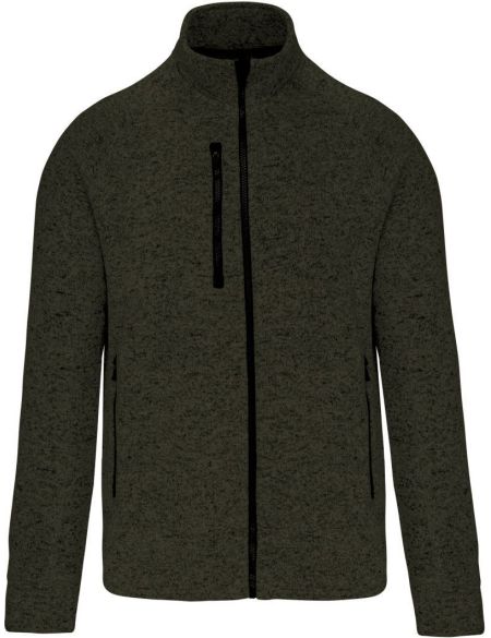 Herren-Strickfleecejacke in Melange-Optik, dunkelgrau meliert