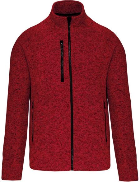 Herren-Strickfleecejacke in Melange-Optik, dunkelgrau meliert