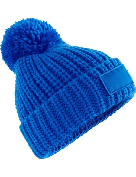 Toasty Patch Beechfield B329 black knitted hat with pompom